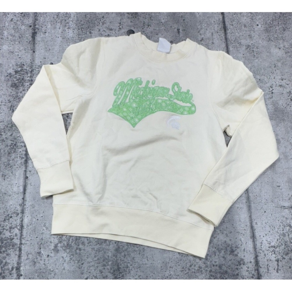 Vintage Michigan State Spartans Embroidered Crewneck Sweatshirt White Sz M MSU